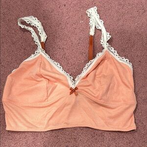 Peach Bralette with Lace Trim